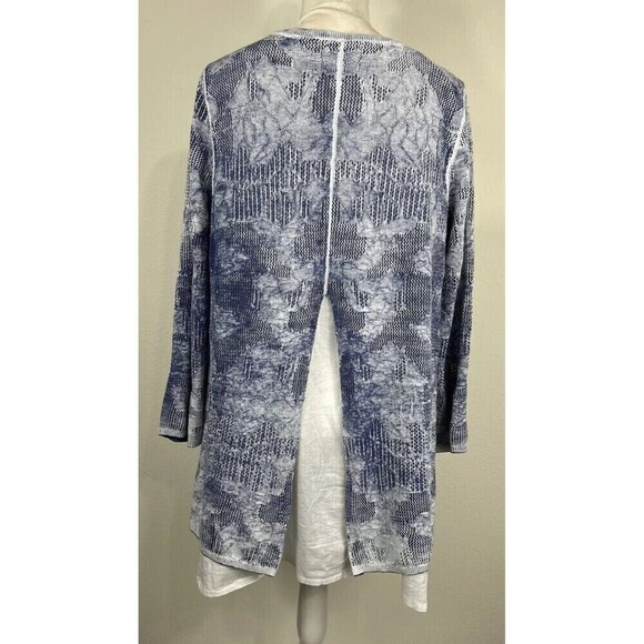 John Mark 100% Cotton Blue & White Lightweight Sweater Tunic Size XL - Picture 2 of 10